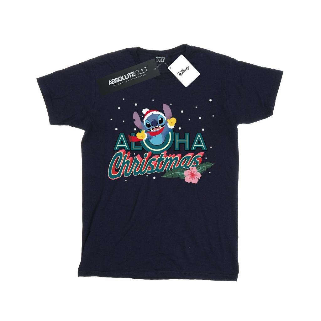 Disney Womens/Ladies Lilo And Stitch Aloha Christmas Cotton Boyfriend T-Shirt
