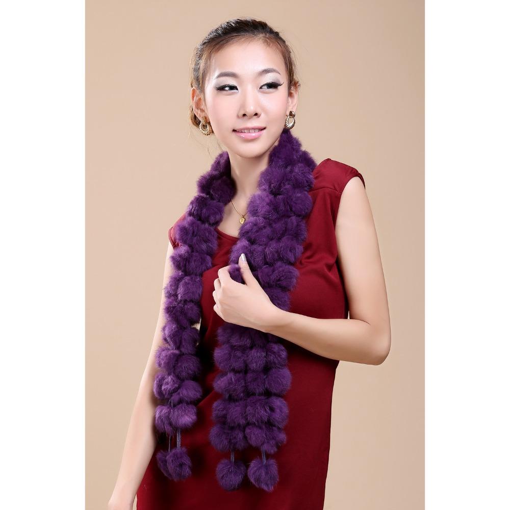 Fur Balls Fur Scarf Genuine Fur Long Scarves Casual Women Scarf