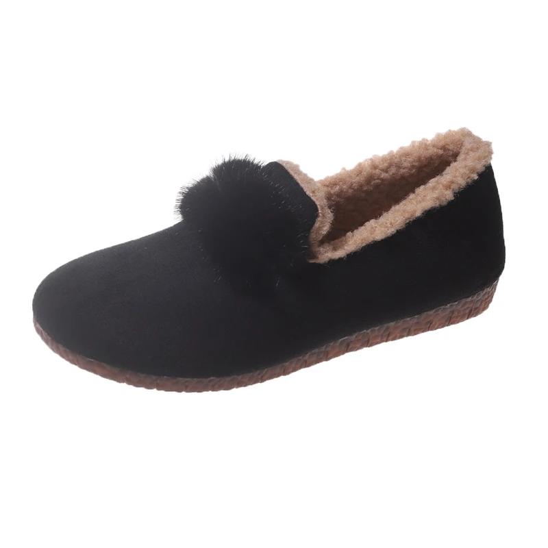 Женская обувь, горячая распродажа, женские туфли на плоской подошве One Kick, зимние туфли с круглым носком, плюшевый флис для тепла, прочная подошва Solft, повседневная удобная обувь