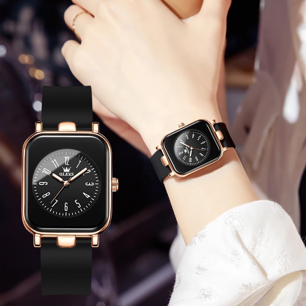 OLEVS Women's Waterproof Quartz Watch with Silicone Band, Easy to Read, Popular, Stylish, Classic Gift for Women [Product Code]