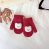 Solid Color Cartoon Bear Gloves Full Finger Knitted Mittens Cute Full Finger Gloves  For Boys