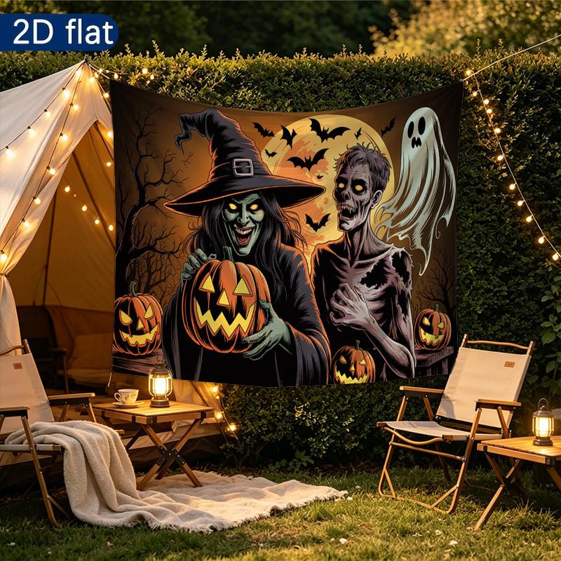 Party Backdrop Halloween Flat Witch Skeleton Pumpkin Witches Pumpkins Ghosts Parties Event Backdrop Decoration Front Door Decor