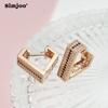 SIMJOO Temperament Zircon Earrings Fashion Rose Gold Color Geometry for Ladies