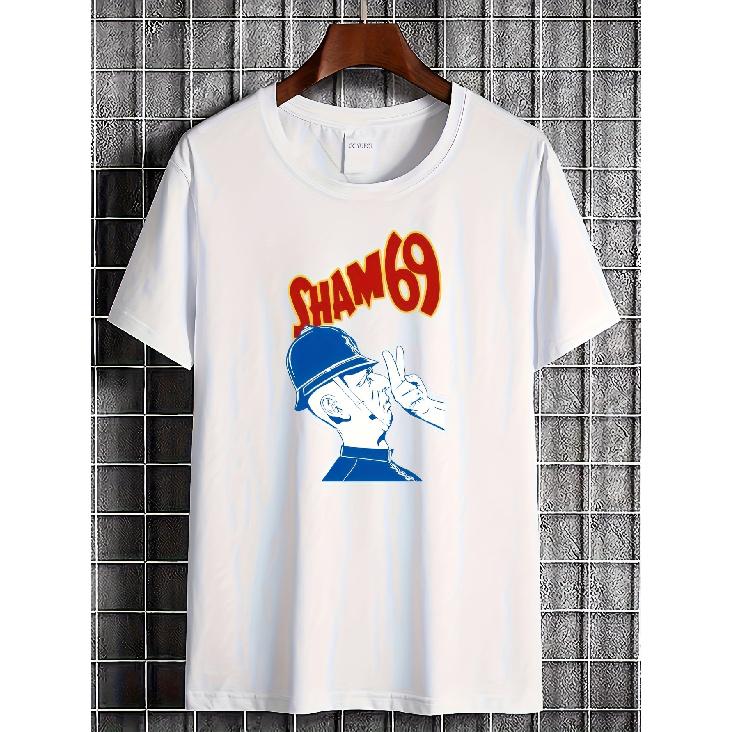 VTG Sham 69 Official Band Merch Men's T-Shirt - Iconic Sham 69 Logo & British Oi Music Print, Retro Punk Streetwear Crew Neck Short Sleeve Tee,