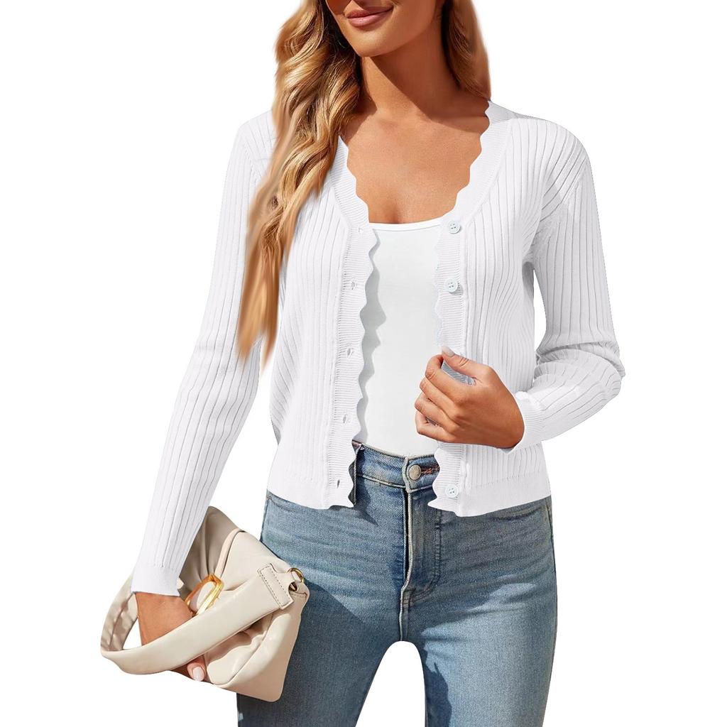 Женская мода V-образный вырез длинный рукав короткий женский вязаный кардиган свитер пальто