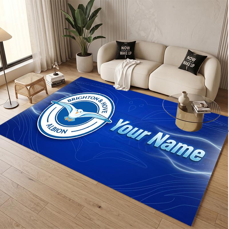 Personalized Crystal Velvet Carpet Brighton & Hove Albion Football Pattern Non Slip Floor Rug