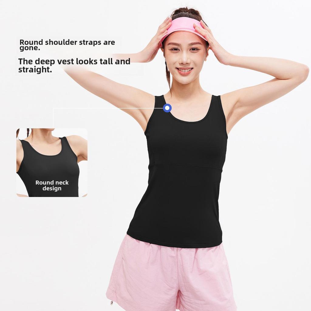Жилет для йоги Juyitang Breathable Mesh - утягивающий, с открытой спиной, летний телесный оттенок