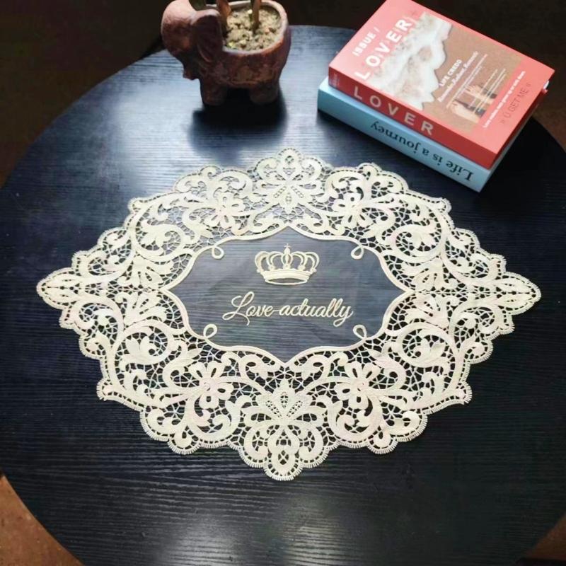 НОВАЯ Изысканная овальная вышитая лоскутная скатерть для спальни, балкона, кофейного круглого столика, украшения для рождественской свадебной вечеринки