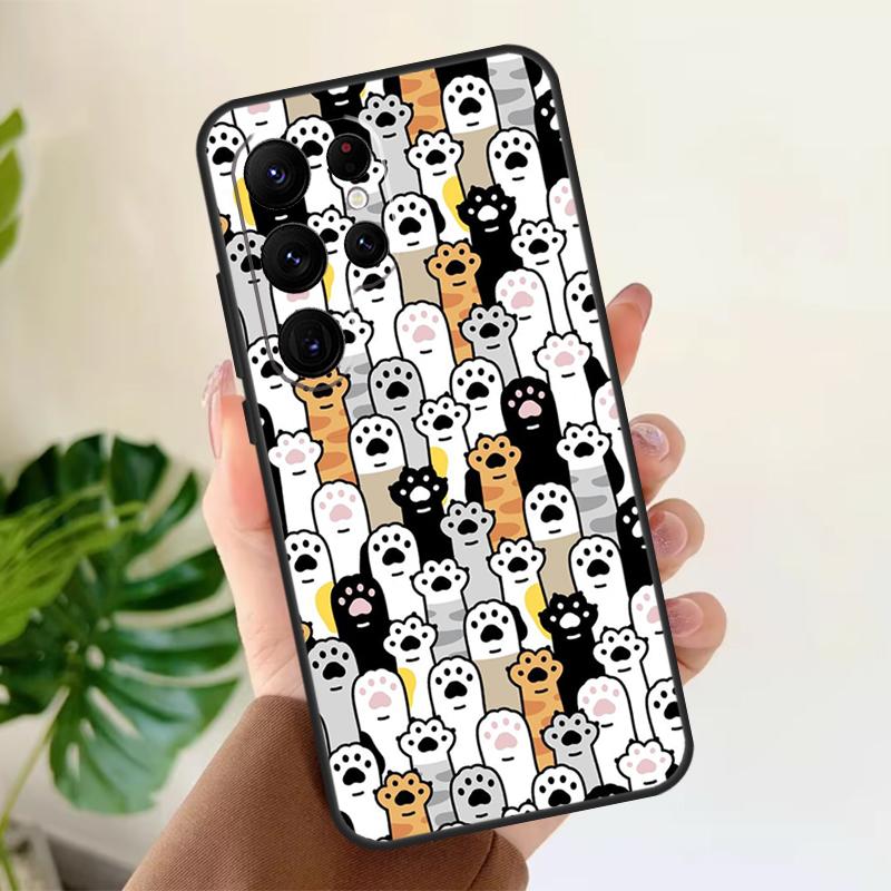 Cute Funny Cats Paws Pattern Soft Case For Samsung Galaxy S21 S22 S23 S24 S25 Ultra S9 S10 Plus S20 FE S24 FE Phone Cover