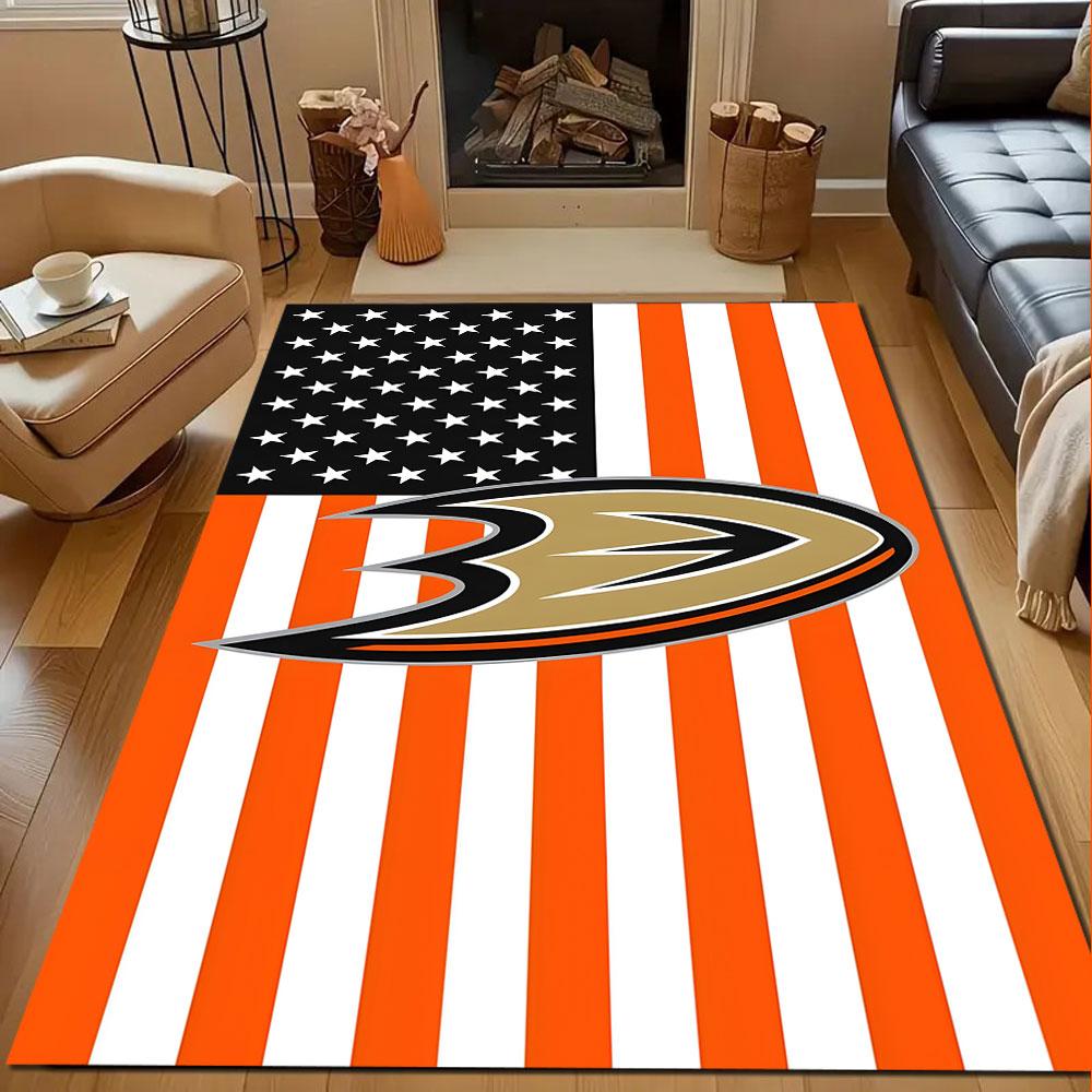 American Flag with Sports Team Logo Design Patterned carpet, non slip mat suitable for living room and bedroom sofas