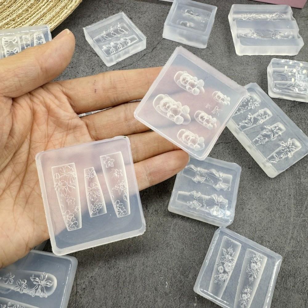 with Box Nailart Mold Transparent Nail Art Molds New Silicone Template  Nail Decoration