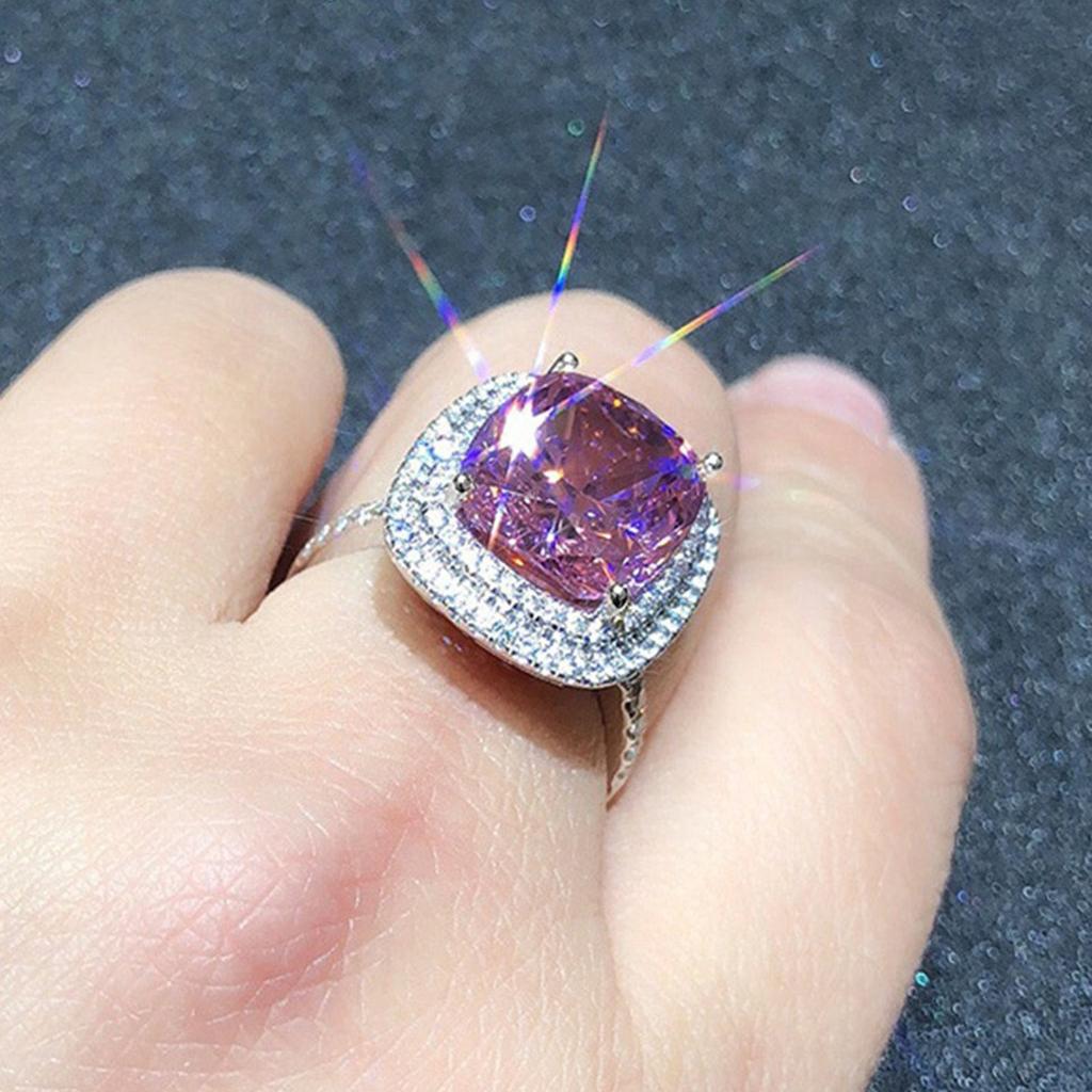 Кольцо с квадратной микро-инкрустацией бриллиантов, элегантное кольцо с имитацией циркония, обручальное кольцо