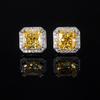 Fashionable and Versatile Ice Flower Cut Pink Diamond Yellow Diamond Red Corundum High Carbon Diamond Square Earrings Main Stone