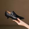 Fashion NEW Autumn/Spring Women Pumps Genuine Leather Shoes for Women Pointed Toe Kitten Heel Shoes Elegant Black Slip-on Daily Shoes