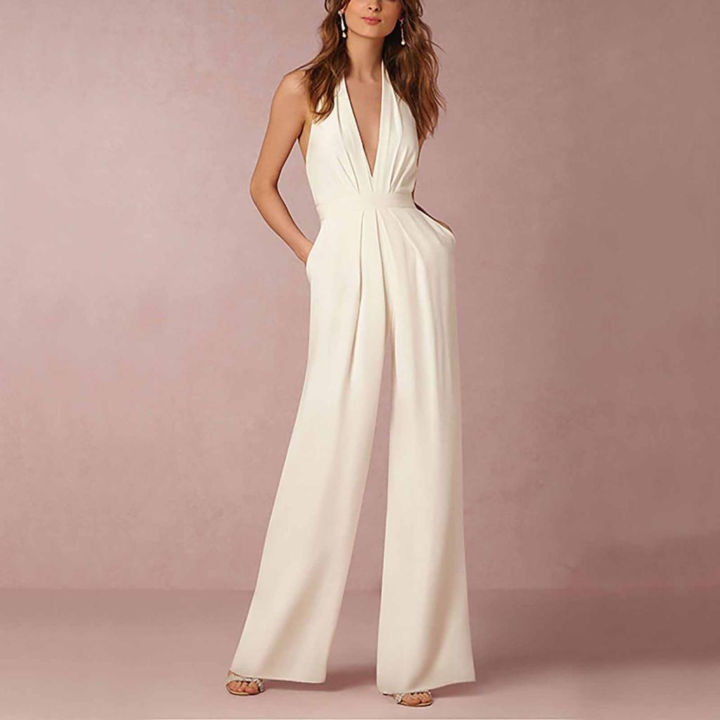 Women's Banquet Dress Jumpsuit Sexy Hanging Neck Women's Trousers