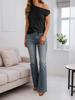 Women's One Shoulder Ribbed Knit Tank Top Loose Sleeveless Trendy Vest