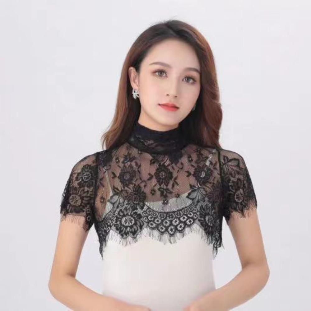 Detachable Lace False Collar Polyester Yarn Lapel Top Sweet Chiffon False Collar  Women Lady