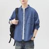 Мужская модная универсальная свободная повседневная американская рубашка из ретро-денима, новинка весны