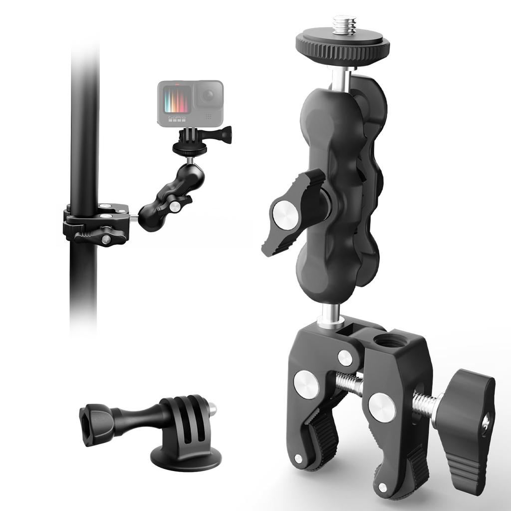 NearStream Super Clamp for Compatible with Rotating Ball Load Capacity Stand Made of Aluminum For Live Video Black Smartphones/Cameras/Microphones,