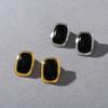 Французские Романтические Позолоченные 18K Настоящим Золотом Вставки Черный Агат Нишевые Серьги-Гвоздики из Серебра 925 Пробы Легкие Роскошные Серьги