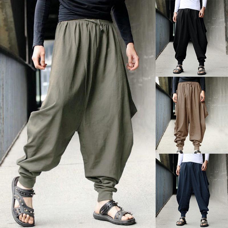 Hip Hop Punk Dance Pants Male High Elastic Waist Harem Vintage Loose Trousers Oversized S-5XL