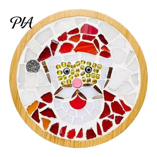 Christmas Mosaic Coaster DIY Kit Kit, Festive Art Santa Wreath Educational Kits for Children Snowman Pattern, Tile Craft Adults, Handmade Holiday Home