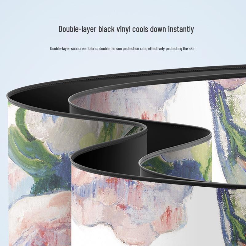 Women's UV-Protection Foldable Sun Umbrella - Compact, Portable, Manual, for Rain or Shine with Black Glue Coating.