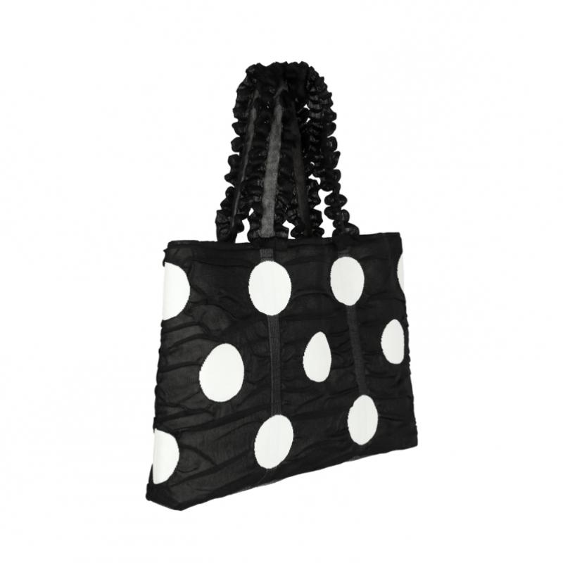 Pleatsmama Black Polka Dot Shopper Bag