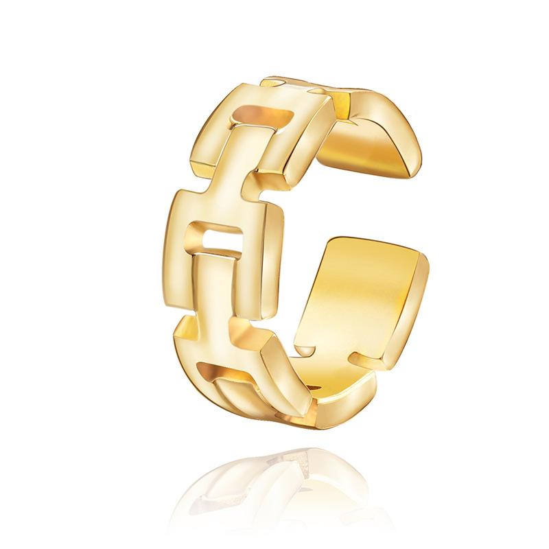 Кольцо с регулируемым отверстием из титановой стали, покрытое настоящим золотом, не выцветает, модное, универсальное, легкое, роскошное кольцо из нержавеющей стали
