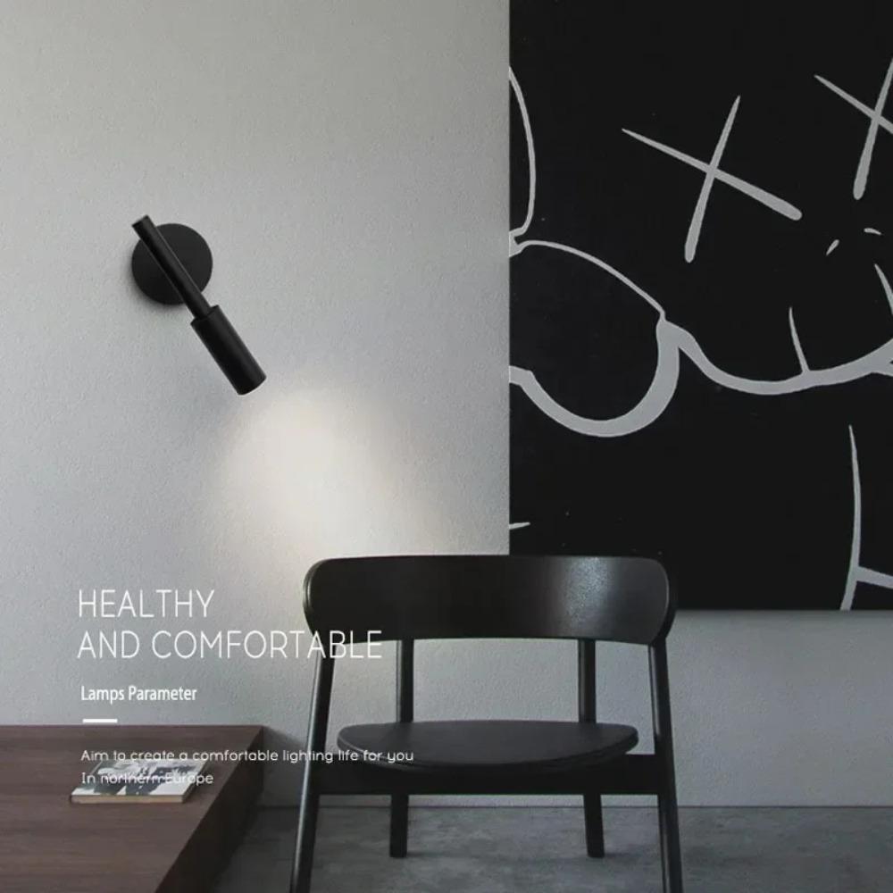 Minimalist Nordic Style Bedroom Background Wall Lamp Bedside Reading Light Study Lighting Design Sense Living Room Black White