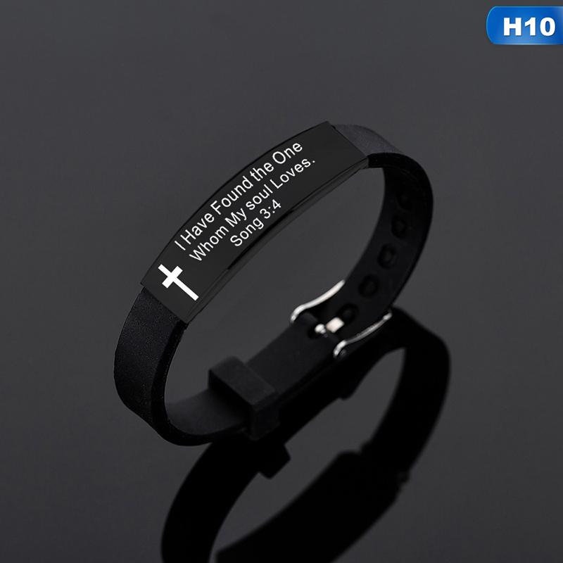 Цитата Религиозный Крест Иисуса Писания Христианский Библейский Стих Вдохновляющие Вера Силиконовые Браслеты Для Мужчин Женщин Ювелирные Изделия