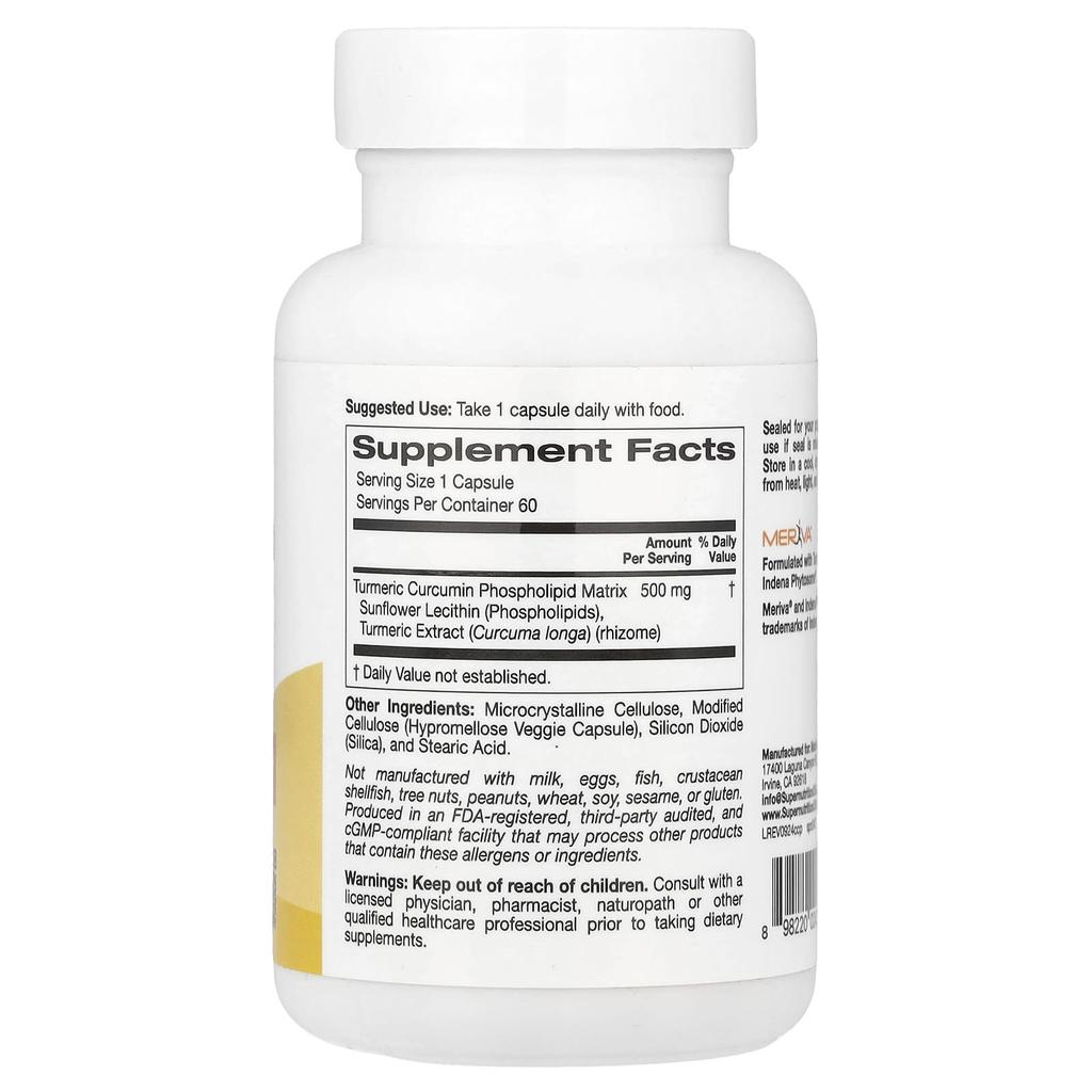Super Nutrition Turmeric Curcumin Phytosome Meriva®, 500 Mg, 60 Veggie Capsules