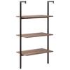Ladder Shelf with 3 Shelves Dark Brown and Black 64x35x120.5cm