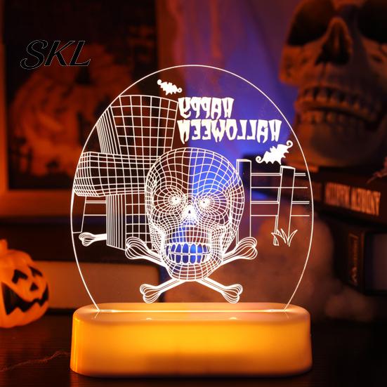 Easy Assemble Acrylic Night Lights Halloween Decoration Lights, Decorative LED Light, Skull/Pumpkin Table Creative Gifts for Lamp Home Party