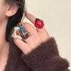 Insect Painting Ring Geometric Chunky Enamel Ring Personality Ladybird Drip Oil Ring  Decoration