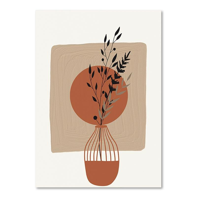 Абстрактные геометрические листья, линия, холст, картина в стиле бохо, современные постеры, настенная художественная печать, картина для спальни, гостиной, домашний декор