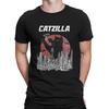 Футболка Catzilla Мужская Тяжелый Ментальный Кот Мем Повседневная 100% Хлопок Футболки Круглый Воротник Короткий Рукав Футболка Печать Одежда