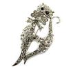 [N9305] - Silver White 'Cat' Designer Brooch