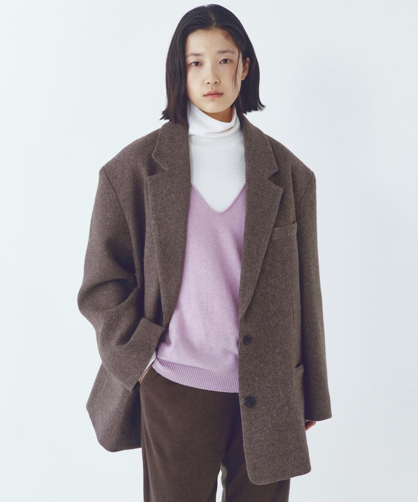 Citta Wool Blended Maxi Over Fit Tailored Blazer Jacket_Cto147(Brown)