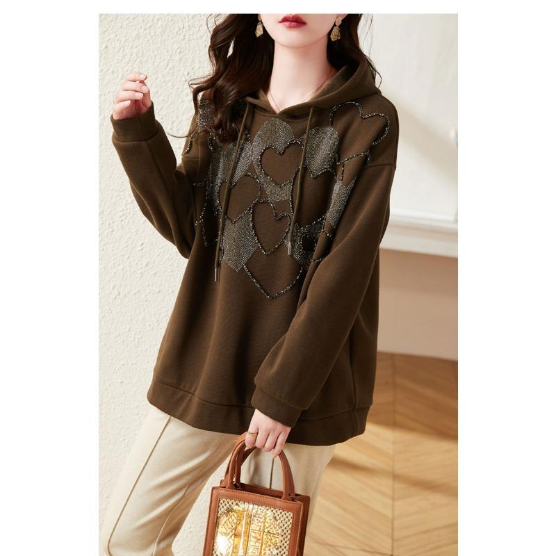 DIMANAF 2023, новинка, большие размеры, женские толстовки и свитшоты с принтом, блестящая шляпа, свободные осенние базовые топы с длинными рукавами и круглым вырезом, новый пуловер