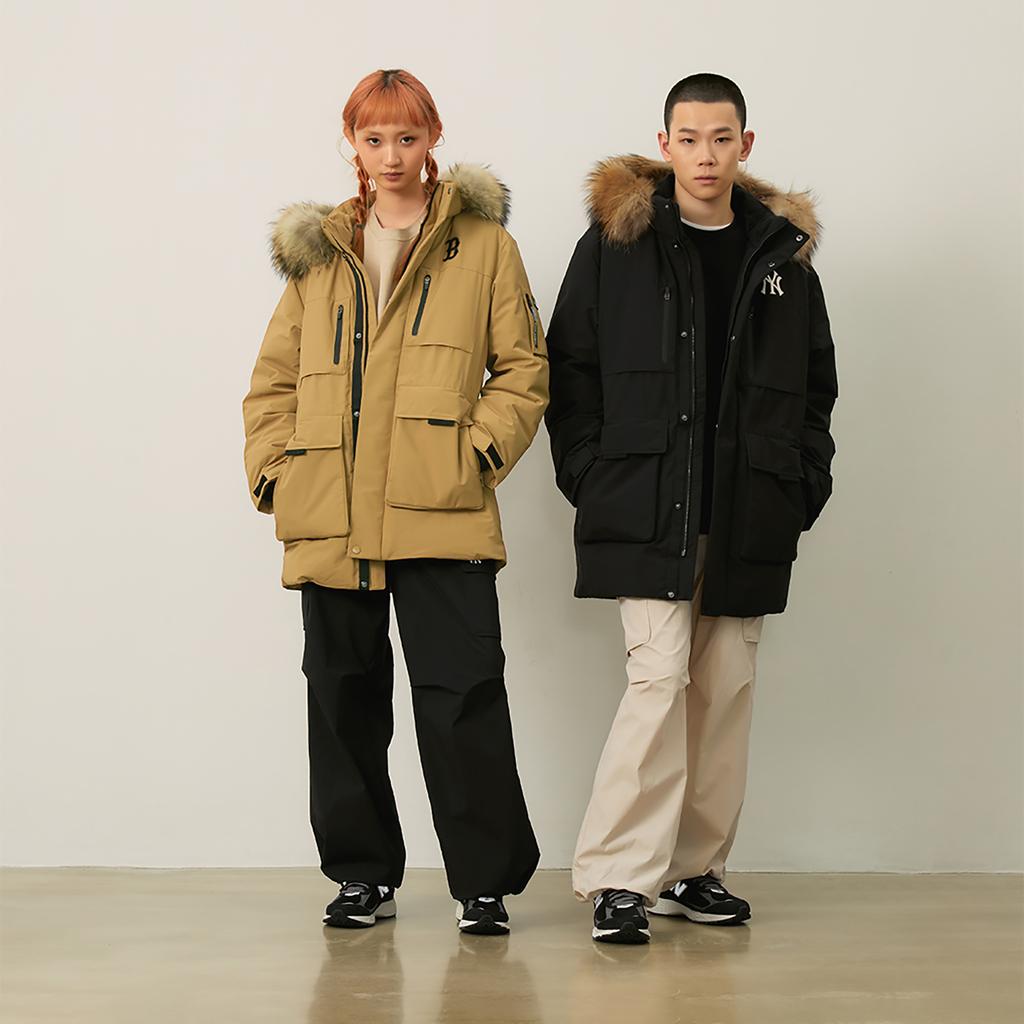 Новый пуховик MLB Boston Red Sox Basic Collection FW24 Унисекс Верблюжий 3ADJB1346-43CAS