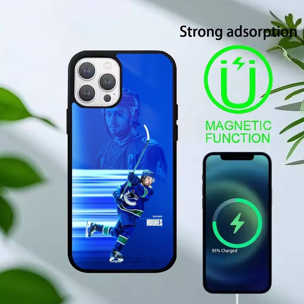 Чехол для телефона с изображением хоккеиста Куинна Хьюза для iPhone 17,16,15,14,13,Pro,Max,Plus, Магнитный для беспроводной зарядки Magsafe