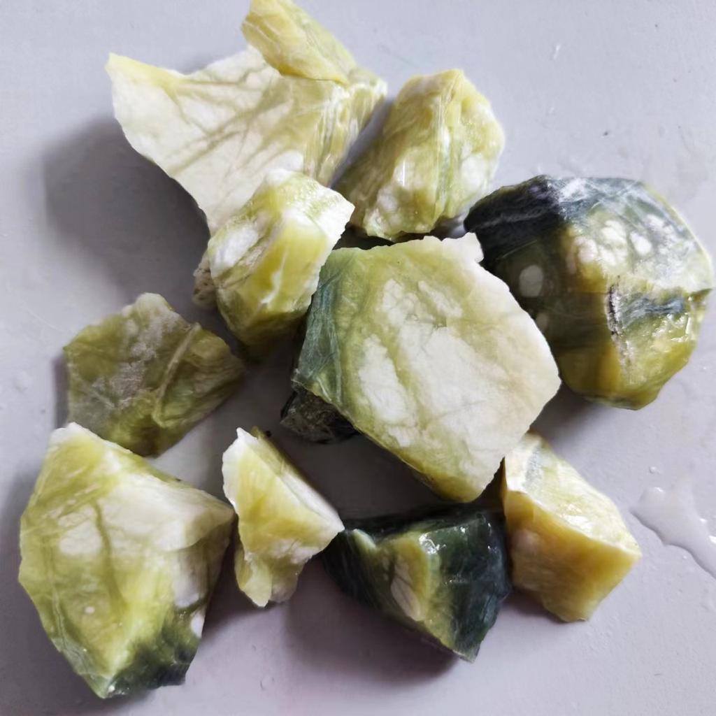 Natural Raw Tree Pattern Jade Stone Green Afghan Jade Mineral Specimens Rough Jewelry Processing Stone Home Decoration Stone
