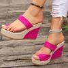 Fashion Summer Rosy Red Thick Bottom Slippers Women Fashion Office High Heel Platform Slides Woman Party Wedding Open Toe Sandals Mujer