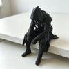 Скульптуры Фигурок с Капюшоном Настольные Фигурки Черная Фигурка Произведение Искусства с Деталями Фигурки в Капюшоне, Настольный Акцент Статуэтка для Полки, Шкафа,