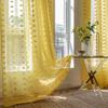 Internet Celebrity Curtain Finished Product, Yellow Niche Living Room Bedroom Light-Transmitting Fluff Light Window Screen