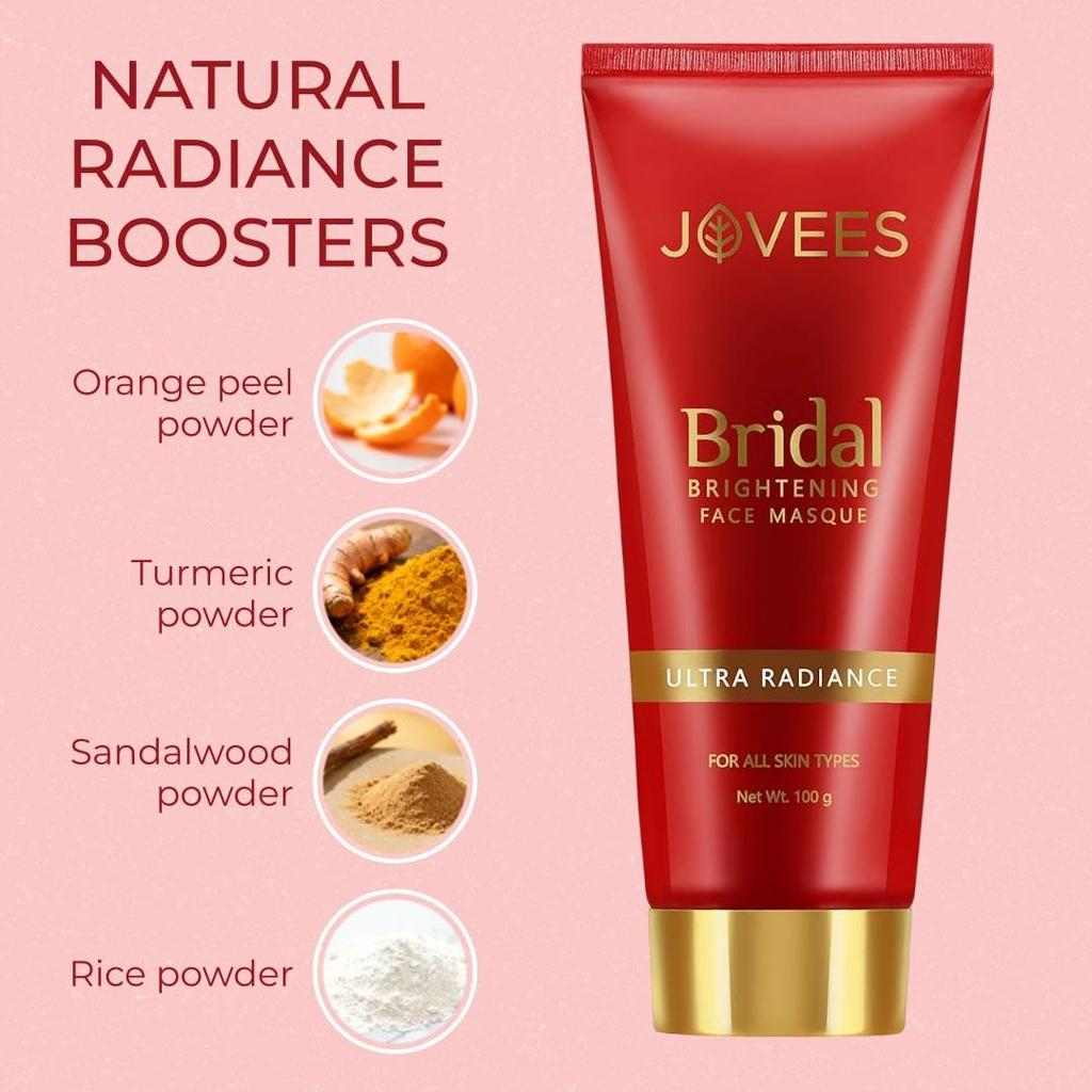 Jovees Herbal Bridal Brightening Face Masque Pack 100gm | Ultra Radiance Glow Mask For Dull Skin | Pore Cleansing And Even Tone For All Skin Types