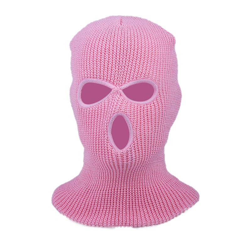 Вязаная полнолицевая маска с 3 отверстиями, лыжная маска, зимняя Балаклава, теплая вязаная полнолицевая маска