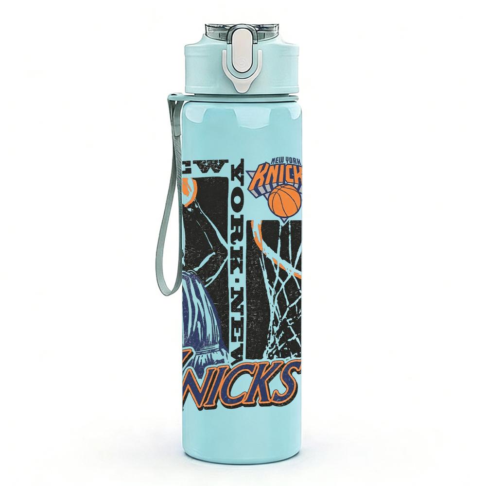 1PC Nicks band female figure collage print 750ml colorful plastic sports water bottle leakproof pop up lid with straw for outdoor work home use