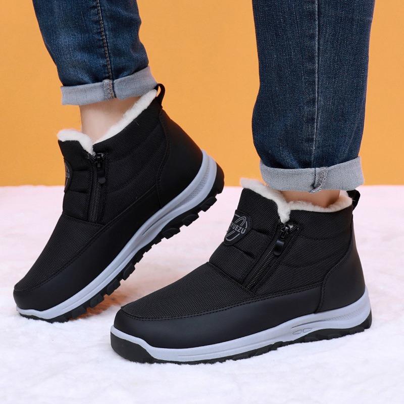 Мужские зимние ботинки в пекинском стиле, нескользящие снегоступы с подкладкой из искусственного меха, теплые и удобные хлопковые ботинки для мужчин.